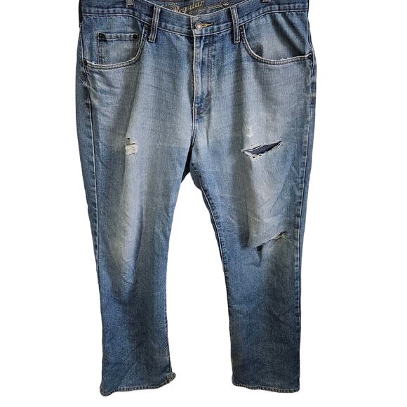 Old Navy Men's Size 38x32 Regular Straight Leg Distressed Work Jean Cotton Blend - Picture 1 of 11